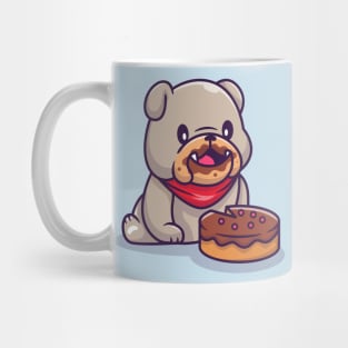 Cute Bulldog Eating Cake Mug